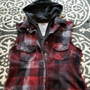 Plaid Cutoff Sleeveless Vest